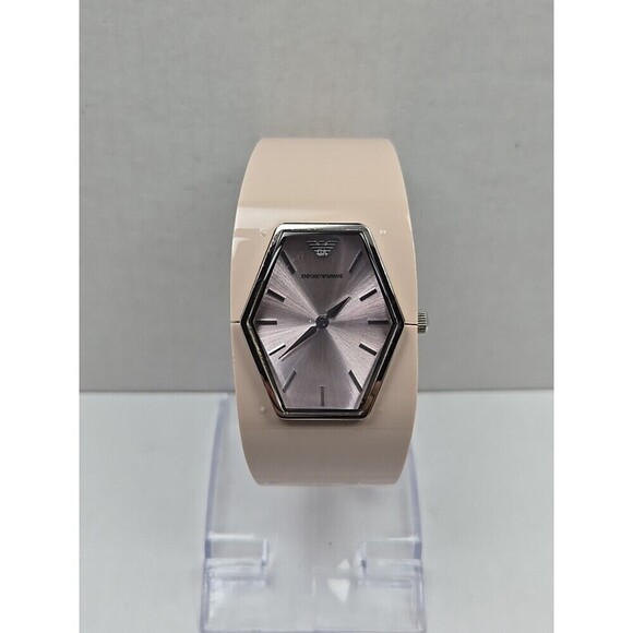 Emporio Armani Womens AR7370 Pink Catwalk Bangle Resin Quartz Watch New Battery main image 5